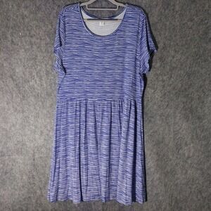 Old Navy Women Dress Xl Blue Striped Short Sleeve T Shirt Casual Nautical Preppy